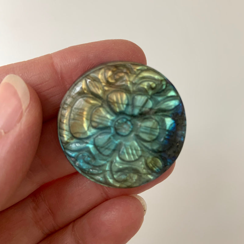 Round Labradorite Mughal Flower