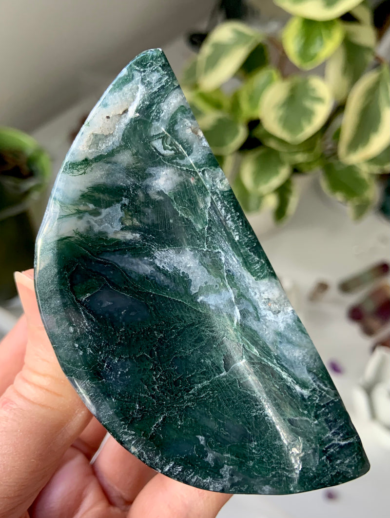 Moss Agate Moon Bowl