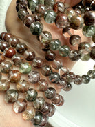 Garden Quartz healing crystal bracelet showing scenic mineral phantoms, a powerful tool for grounding and inner vision work