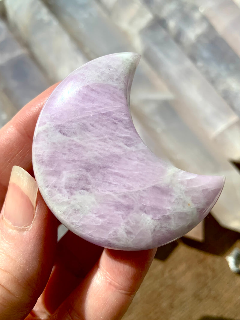 Big Kunzite with Hiddenite Moon