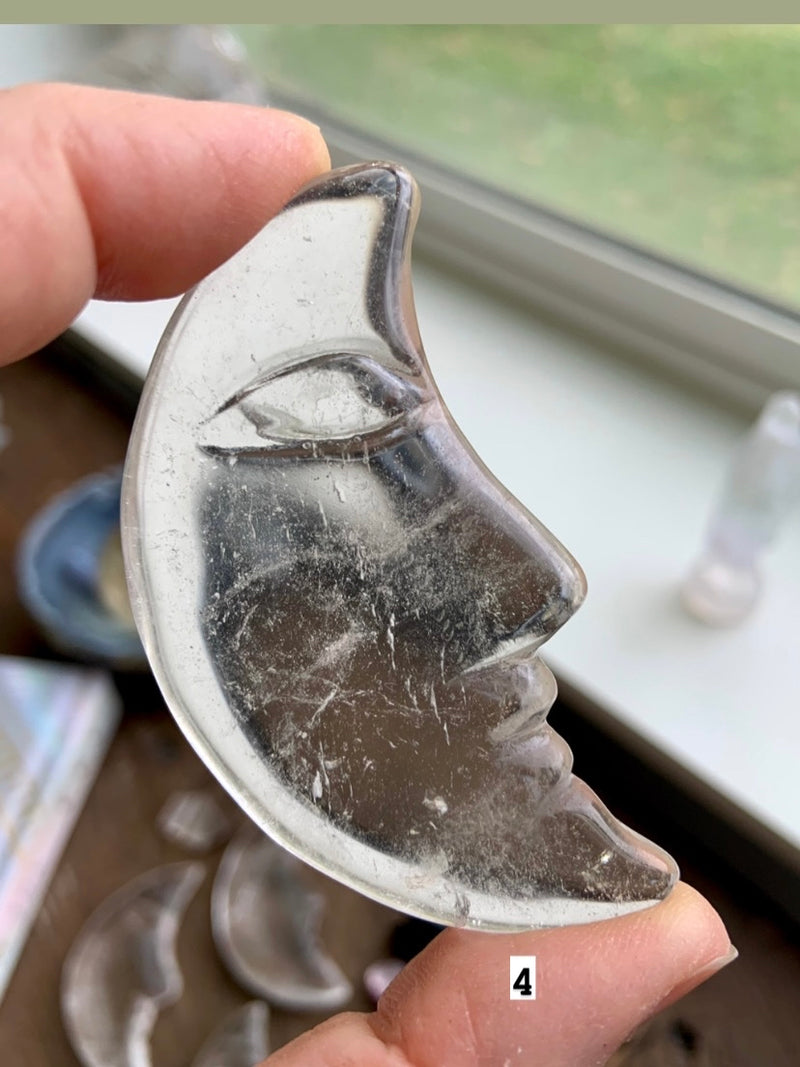 Clear Quartz Moon Face - You pick!