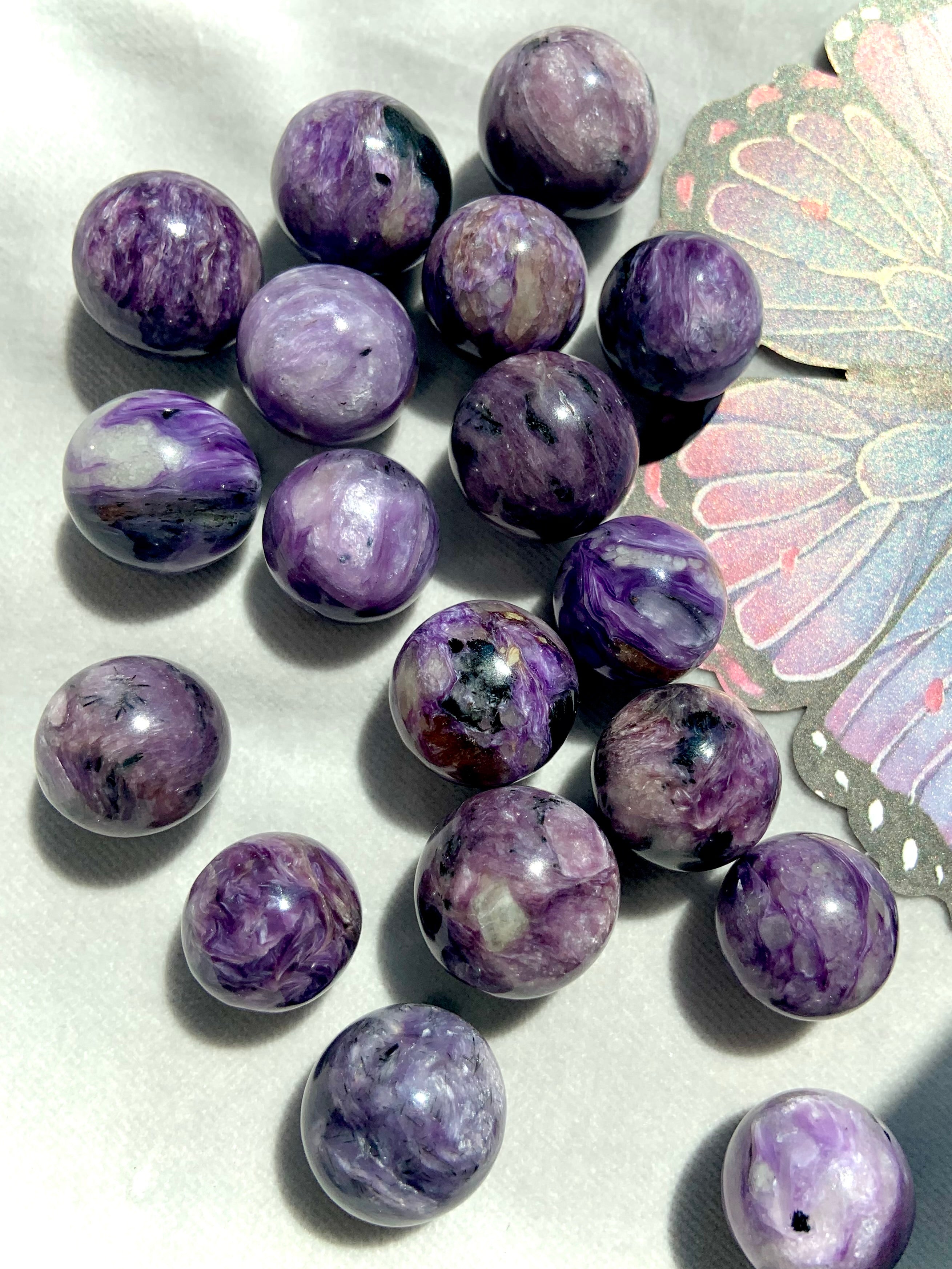 Purple Charoite mini spheres 