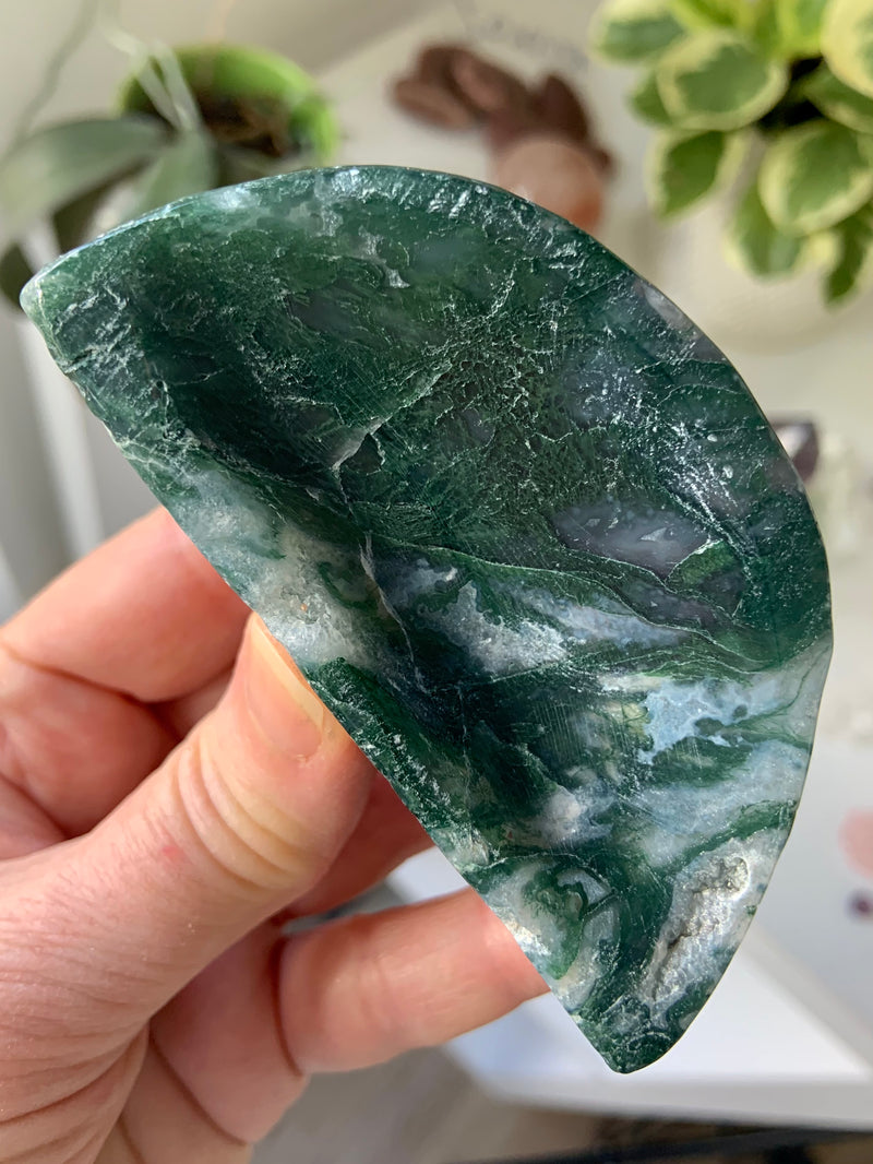 Moss Agate Moon Bowl