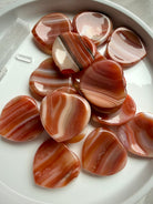 Carnelian heart shaped worry stones polished crystal thumb stones for calm and grounding