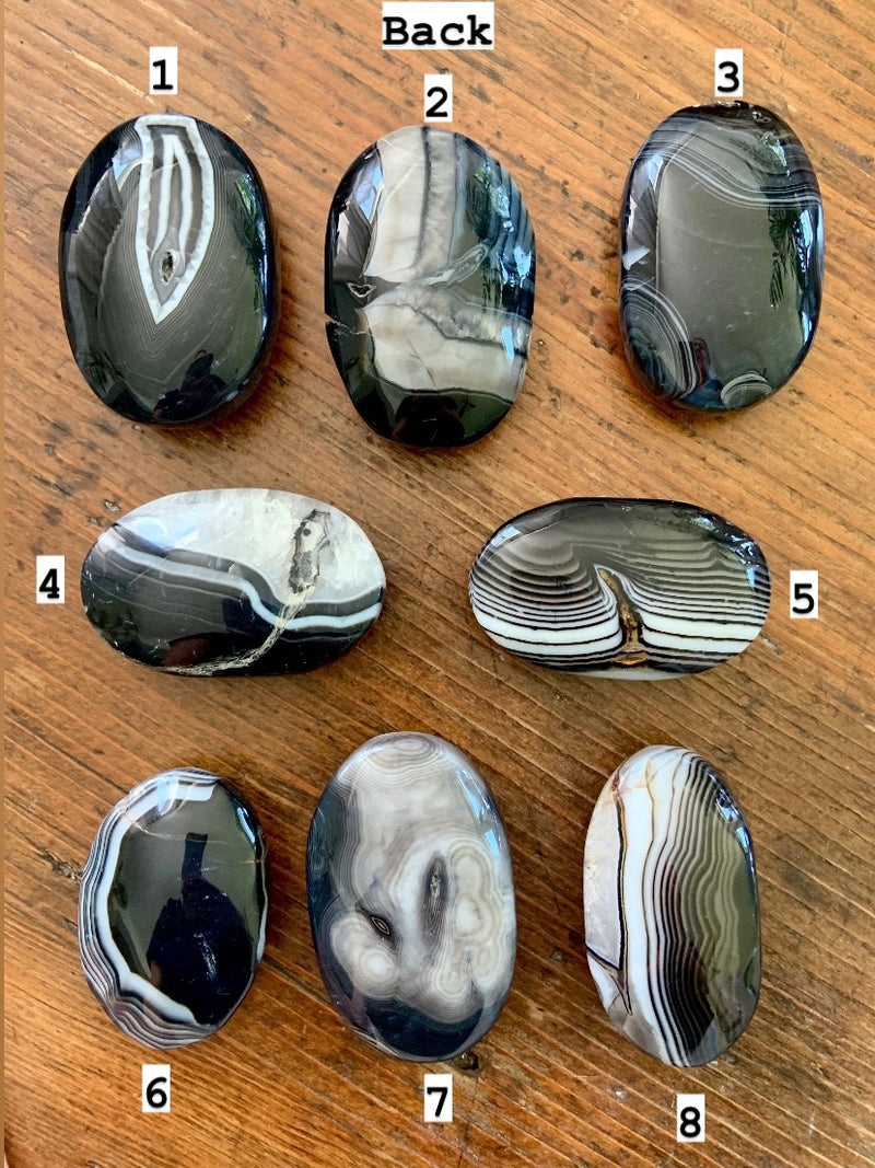 Banded Black Agate Palm Stones