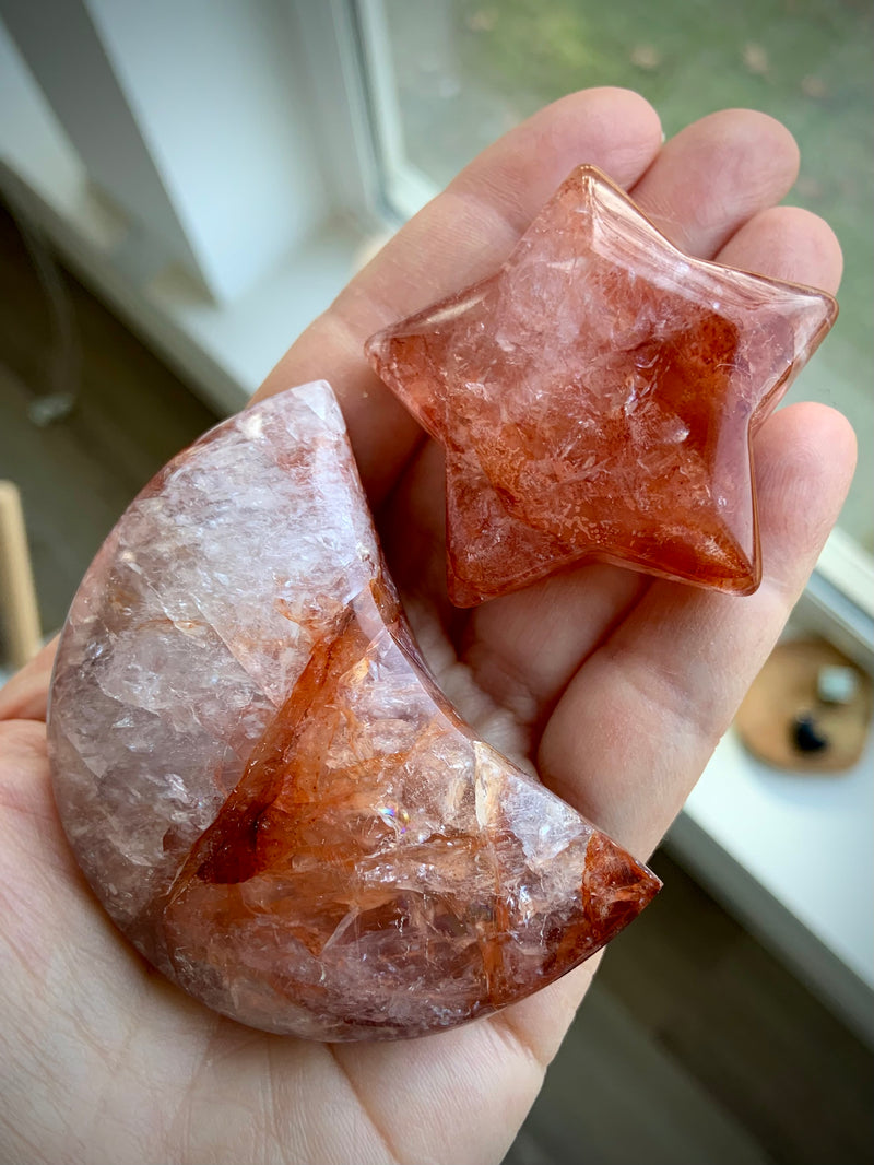 Fire Quartz Moon and Star Set