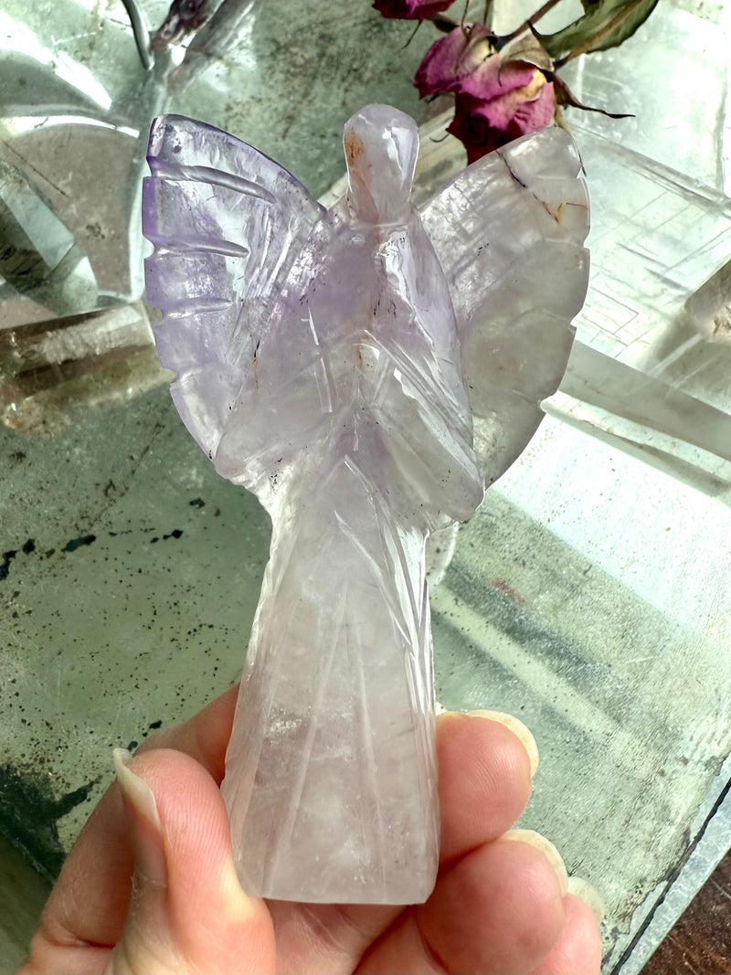 Amethyst Angel Figurine with Golden Healer Inclusions