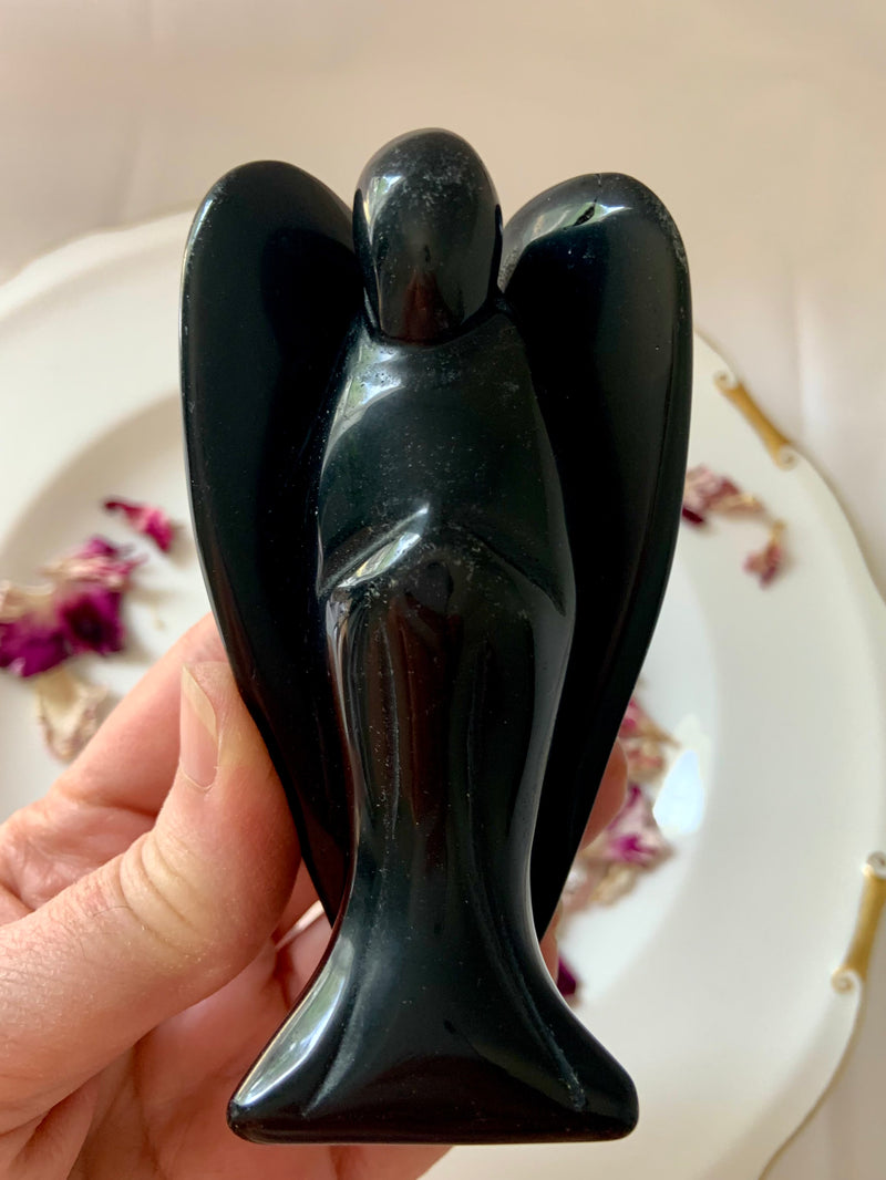 Black Tourmaline Angel Figurine for Energetic Protection