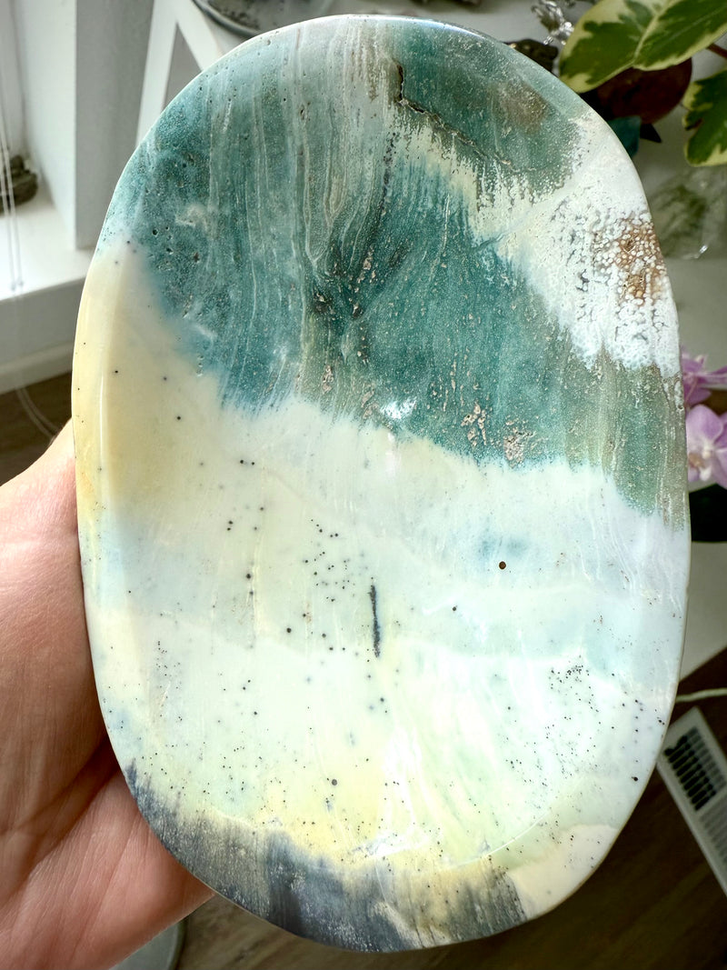 Rare Blue Green Ocean Jasper Bowl
