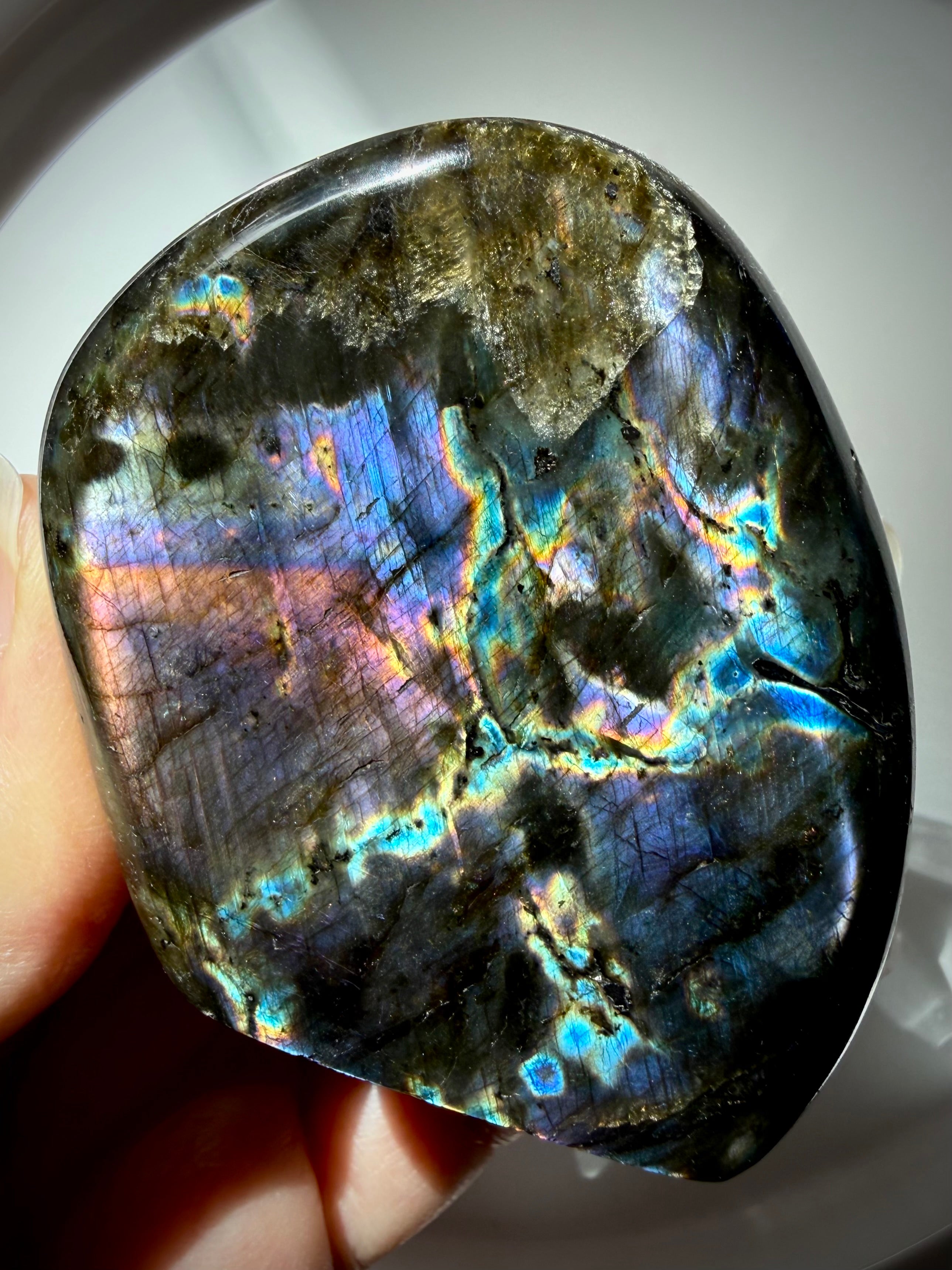 Polished Rainbow Labradorite freeform with multicolor labradorescence for Third Eye and Crown Chakra work