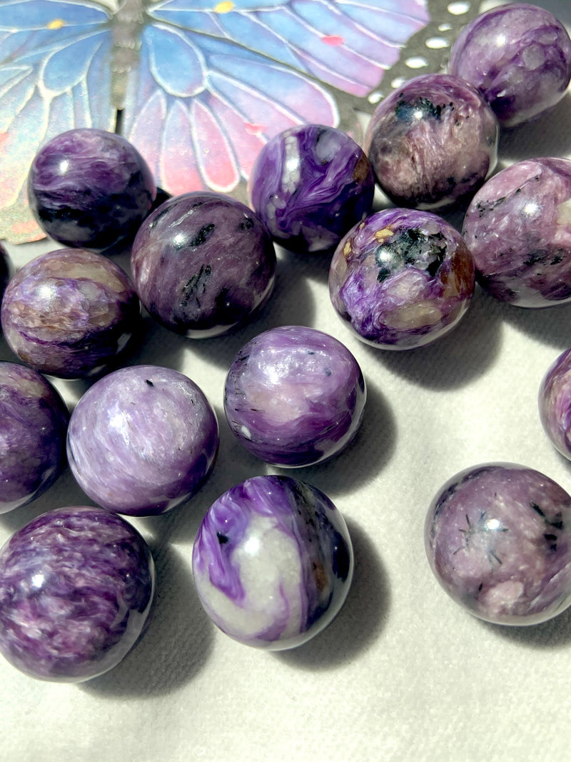 rare mini Russian Charoite spheres