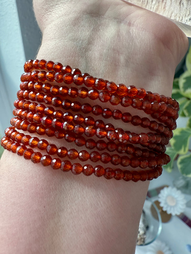 Faceted Spessartite Garnet Wrap Bracelet + Necklace