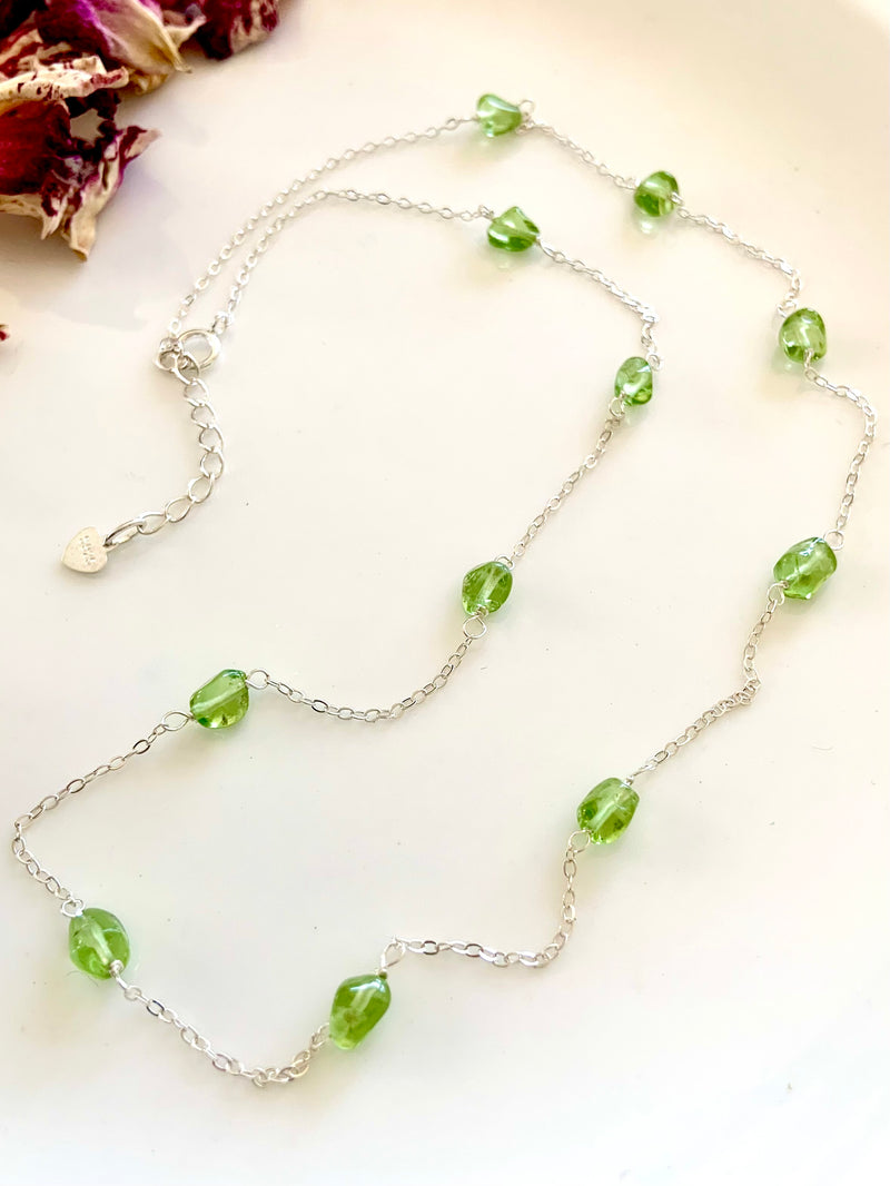 Dainty Peridot Crystal Jewelry Set