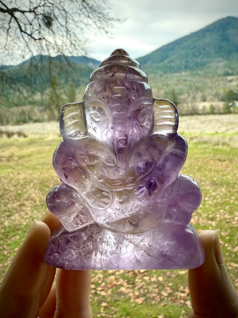 Hand-Carved Amethyst Ganesha