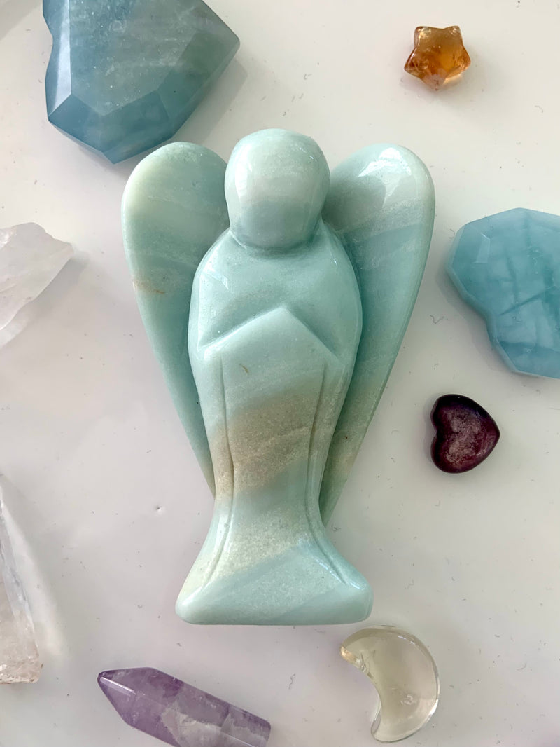 Sky Blue Amazonite Angel Carvings