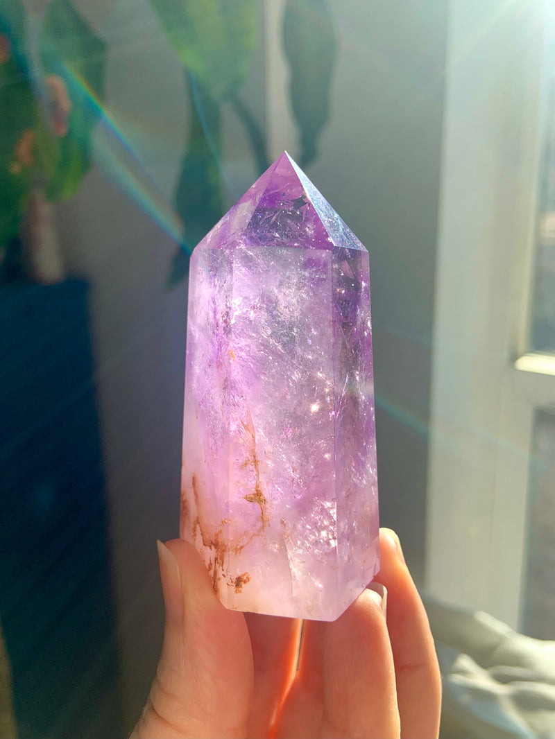 Smokey Amethyst Point with Golden Healer