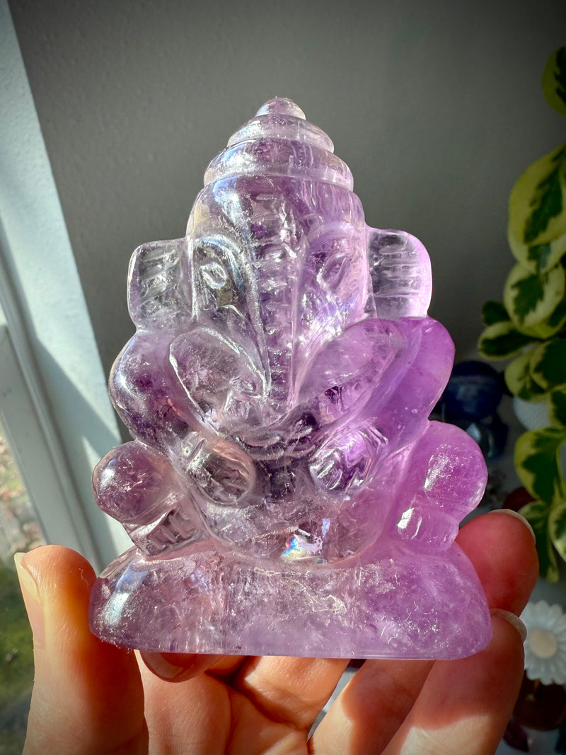 Hand-Carved Amethyst Ganesha