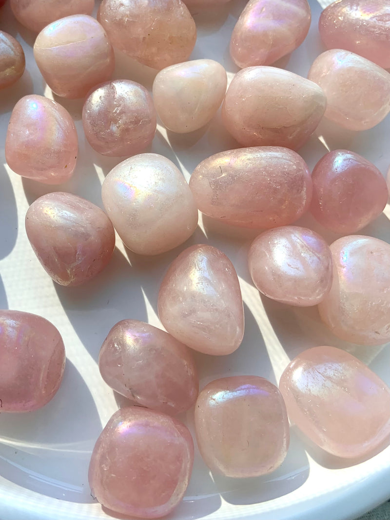 Aura Rose Quartz Tumbles