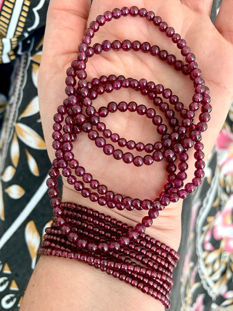 Small Bead Garnet Stacking Bracelets + Necklace