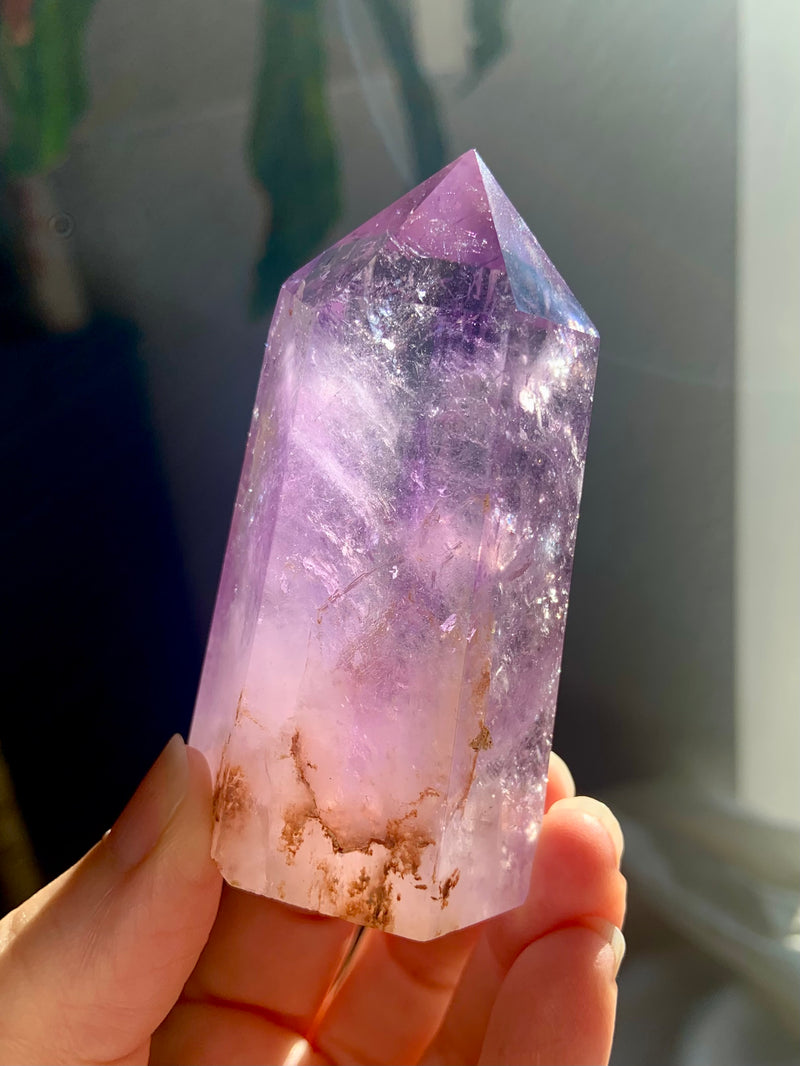 Smokey Amethyst Point with Golden Healer