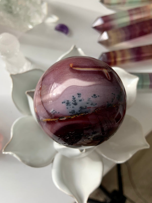 Purple Mookaite Jasper Sphere with Dendritic Inclusions