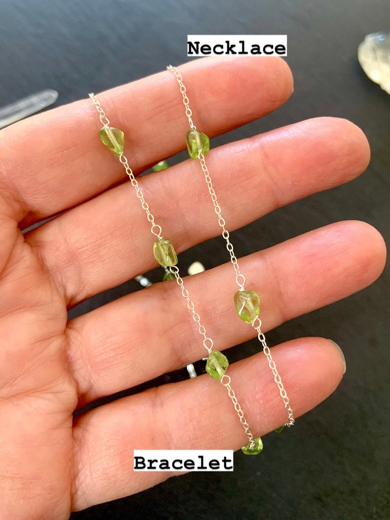 Dainty Peridot Crystal Jewelry Set