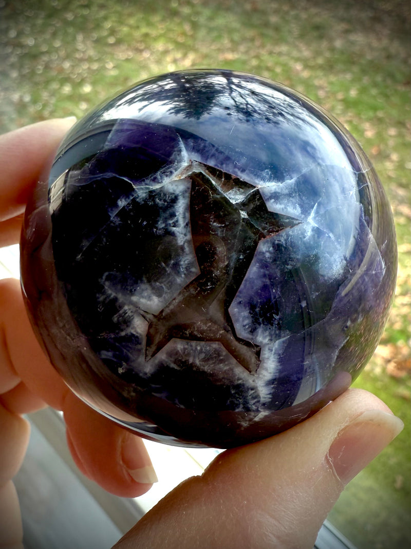 High Quality Chevron Amethyst Sphere with Stand