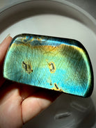 Blue green Labradorite freeform crystal with brilliant teal and gold flash