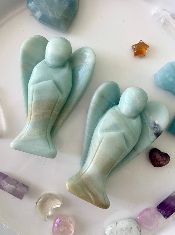 Sky Blue Amazonite Angel Carvings