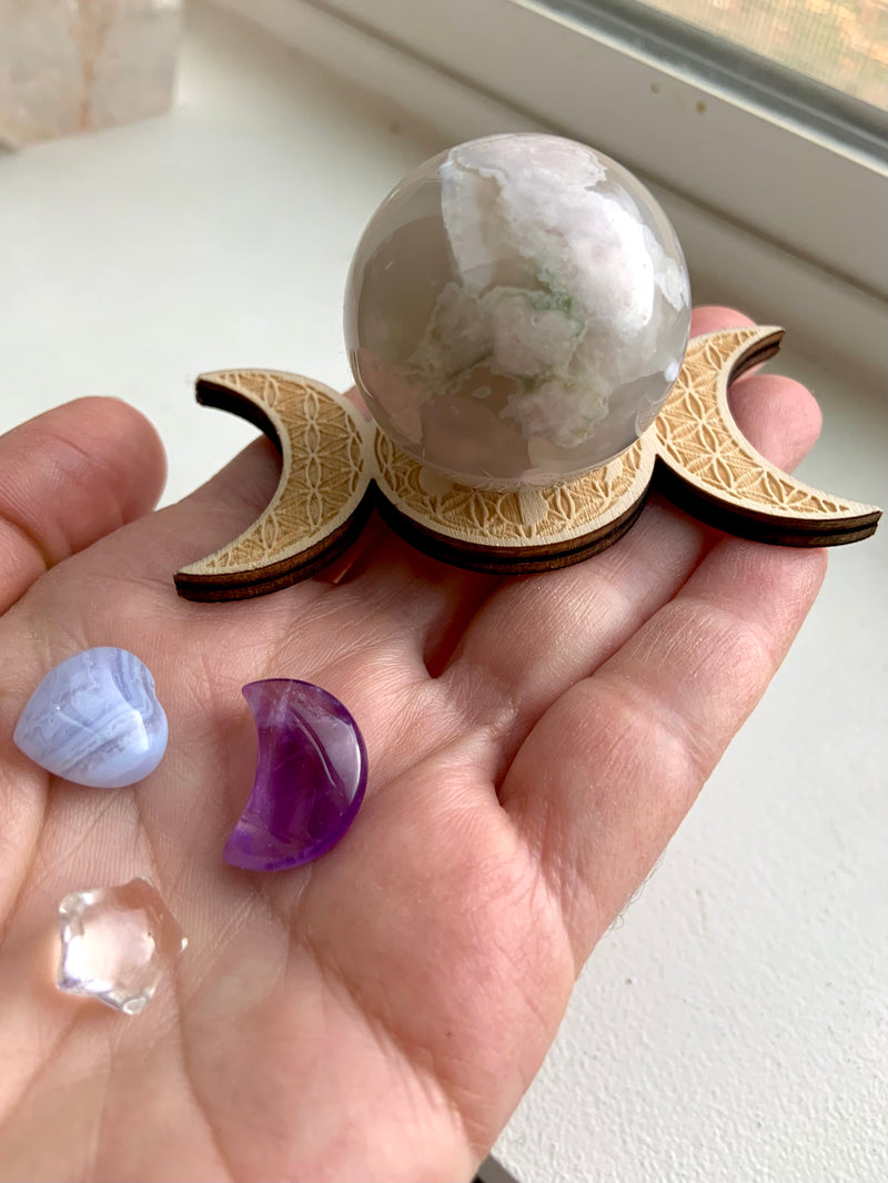 Crystal Bundle Gift Set shown on my hand for scale.