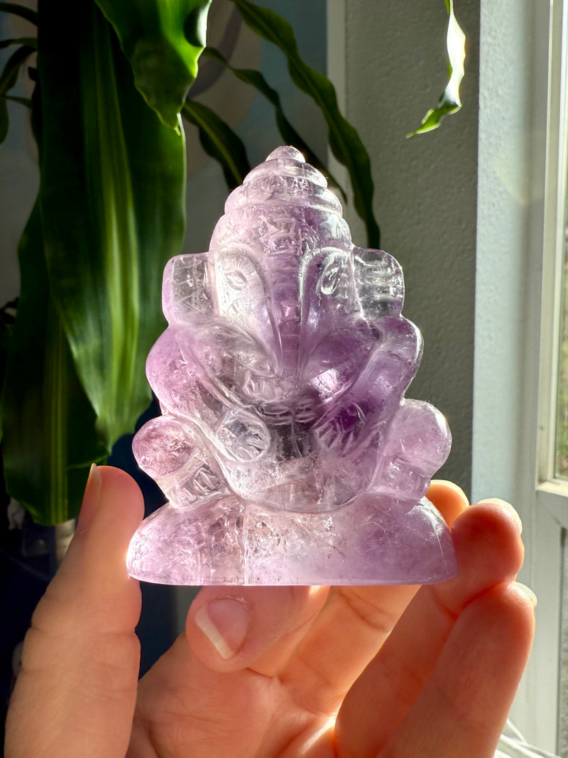 Hand-Carved Amethyst Ganesha