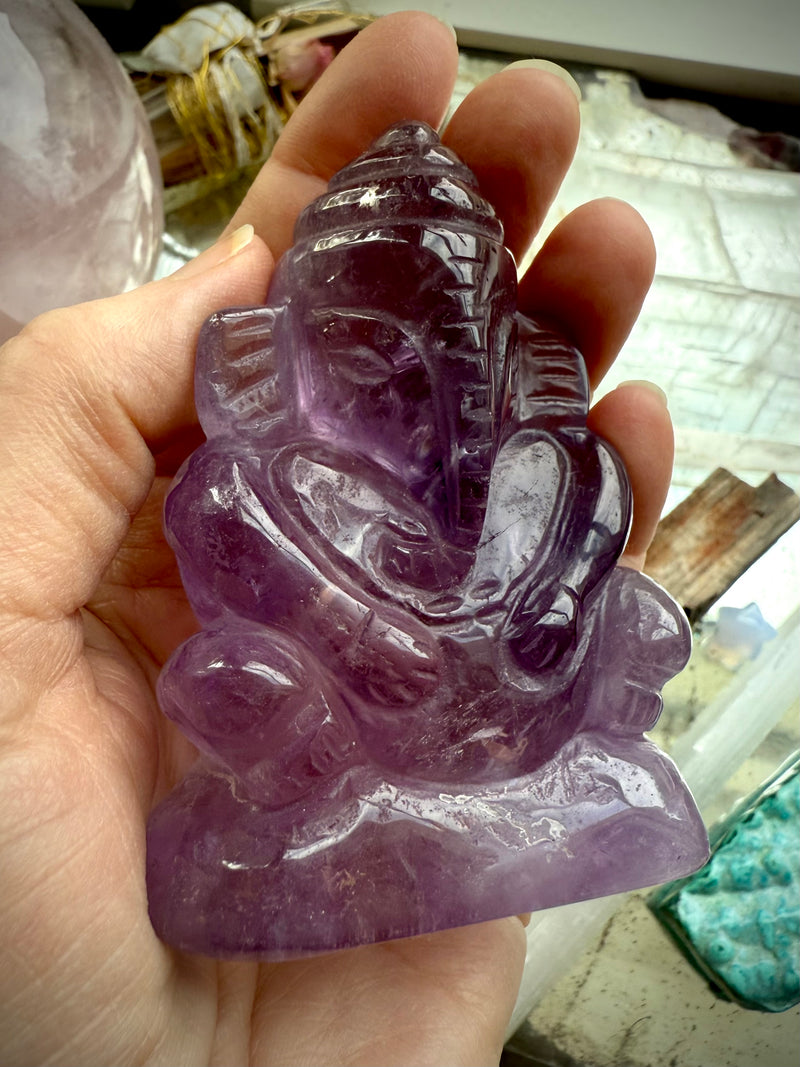 Hand-Carved Amethyst Ganesha