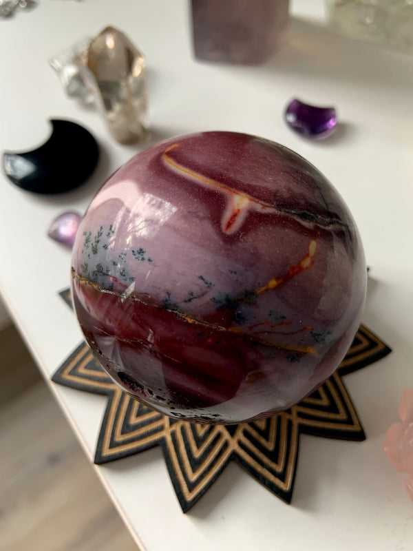 Purple Mookaite Jasper Sphere with Dendritic Inclusions