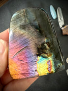 A Rainbow Sunset Labradorite Freeform Crystal with gorgeous gold, orange, pink, purple, blue colors