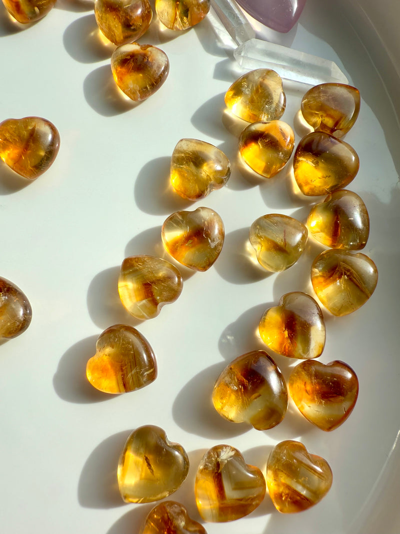 Mini Citrine Hearts uplift the spirit, bringing joyful energy into your life. 