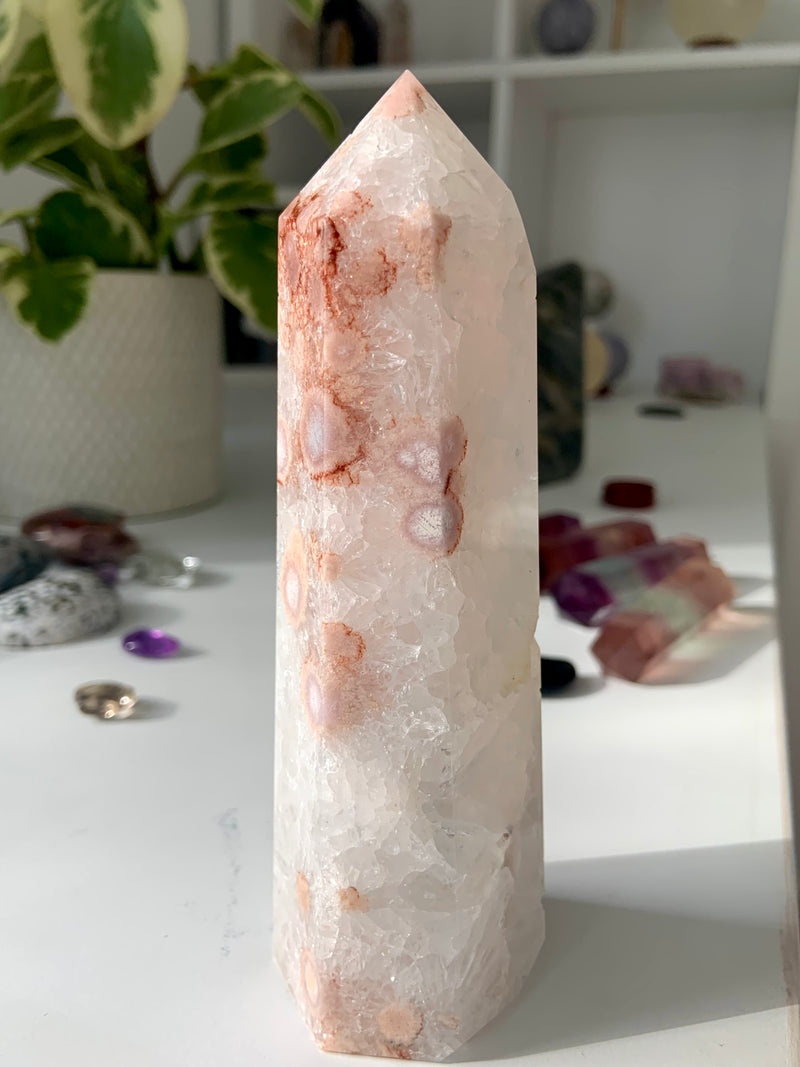 Pink Amethyst x Flower Agate Tower