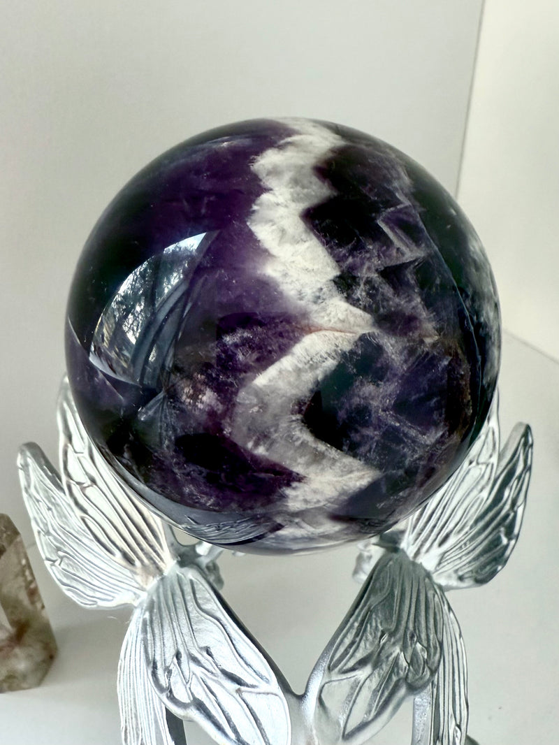 High Quality Chevron Amethyst Sphere with Stand