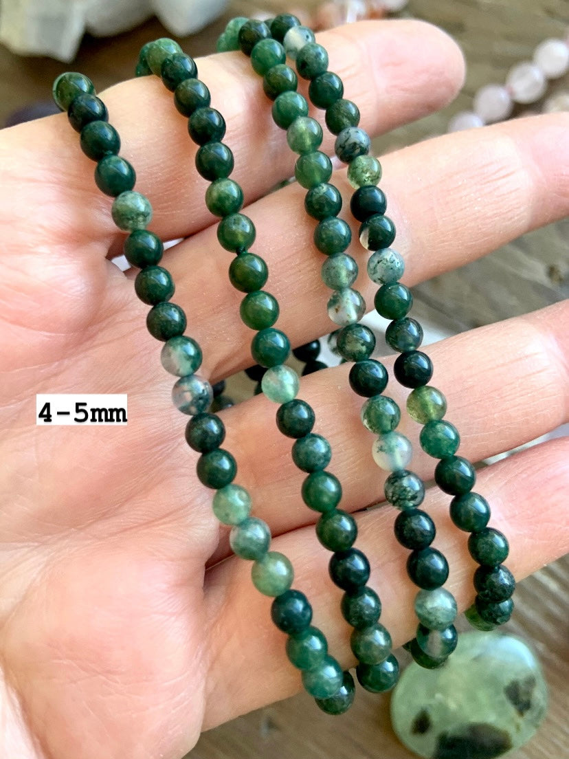 Green Moss Agate Beaded Bracelet – Natural Gemstone, Therapeutic, Made To Measure