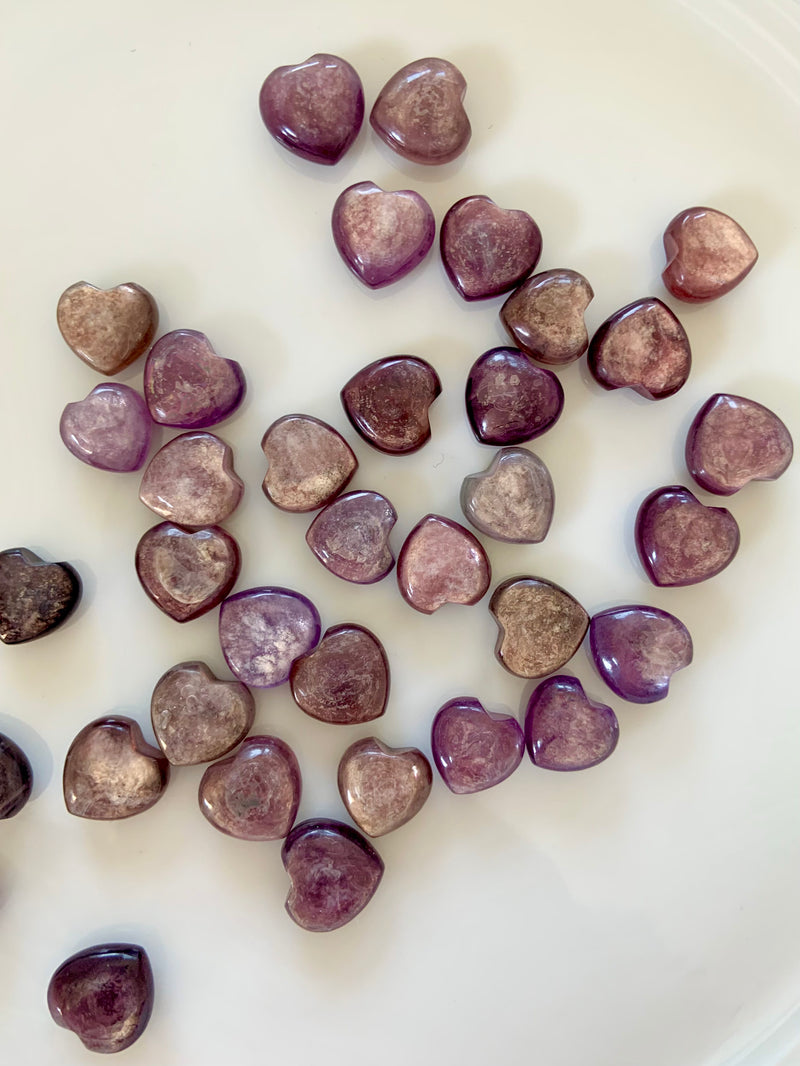 Gem Lepidolite Mini Hearts