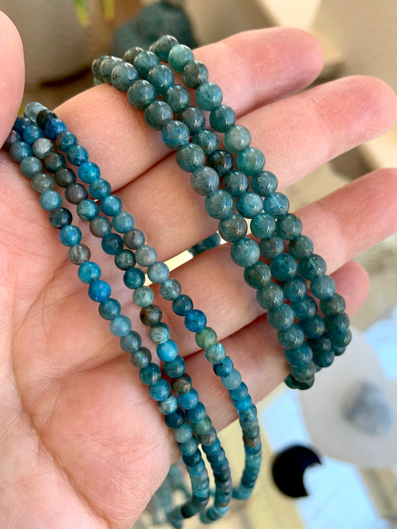 2 in 1 Blue Apatite Wrap Bracelet or Beaded Necklace