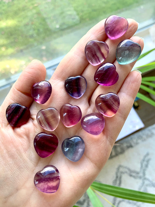 Small Rainbow Fluorite Hearts