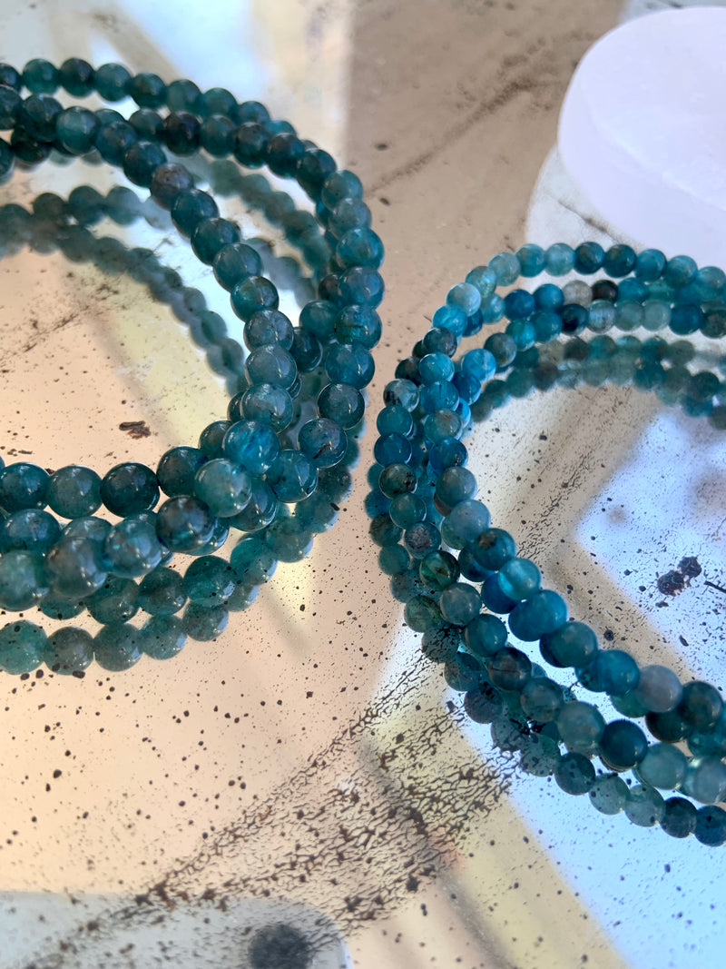 2 in 1 Blue Apatite Wrap Bracelet or Beaded Necklace