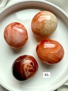 XL Carnelian palmstones with warm agate patterns — calming crystals for emotional healing + spiritual energy work