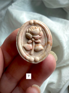 Polychrome Jasper Rose cabochon #7 featuring soft ivory, blush, and pale peach coloration