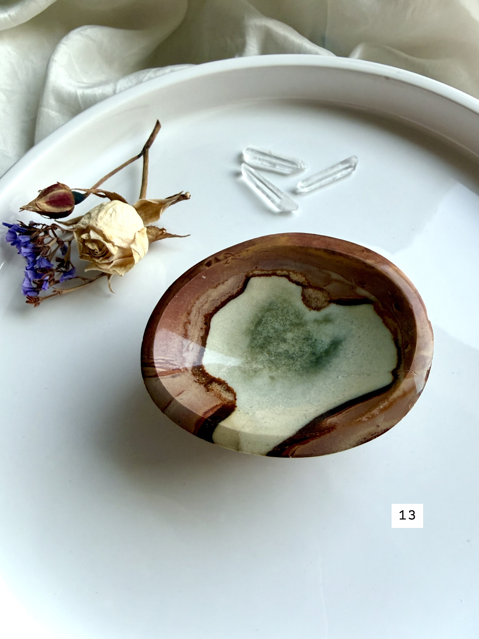 polychrome jasper crystal bowl # 13 natural jasper bowl with earthy patterns for altar and ritual use