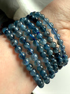 Devil Aquamarine Bracelet with Black Tourmaline Inclusions – Deep Blue Aquamarine Crystal Bracelets with Cat’s Eye Shimmer