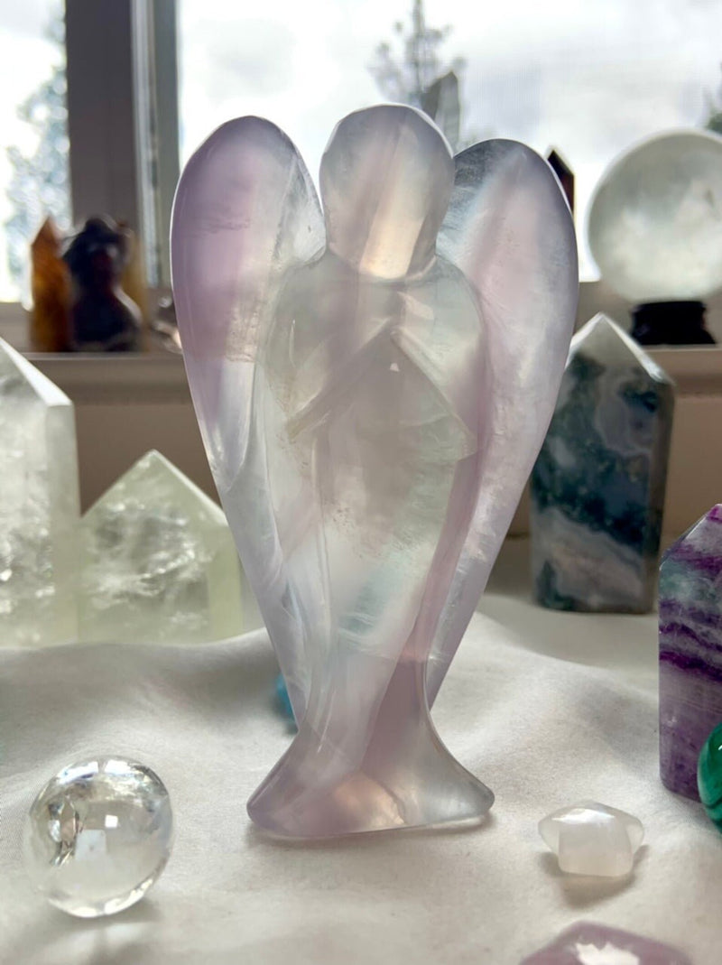 Yttrium Fluorite Crystal Angel Figurine