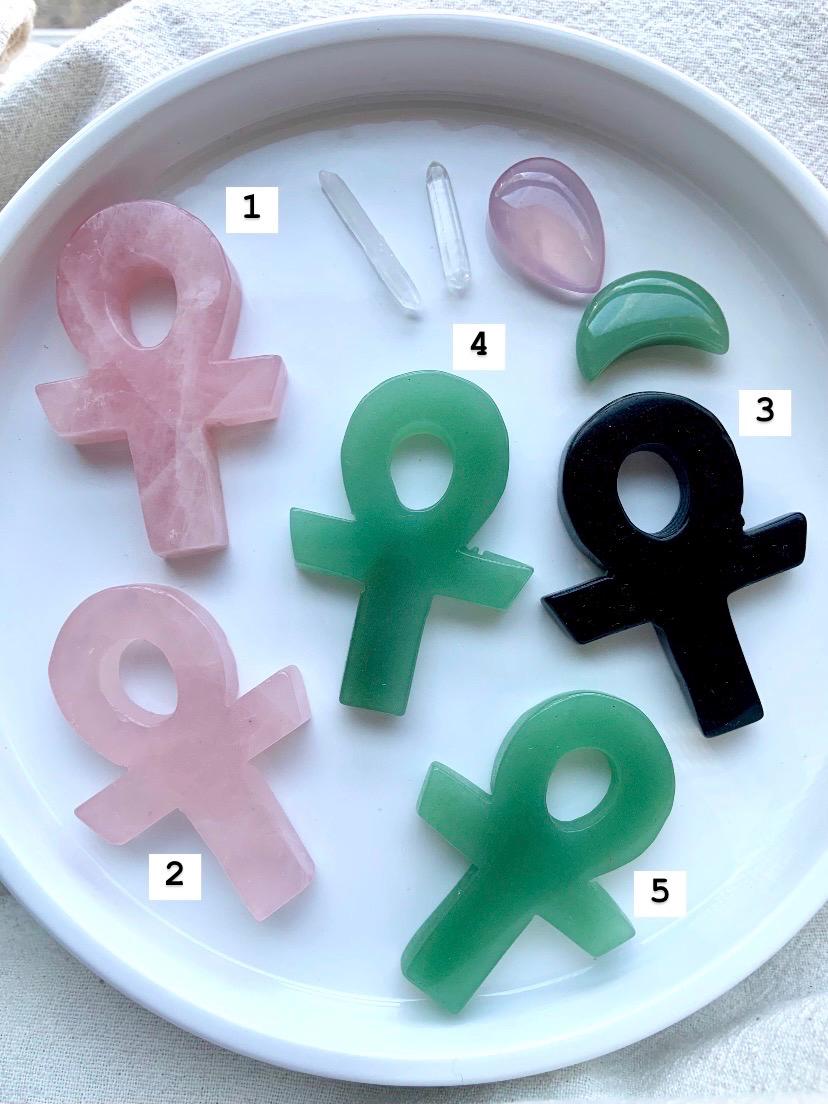 Hold a crystal ankh carving in meditation as an energetic tuning fork for the frequency of love