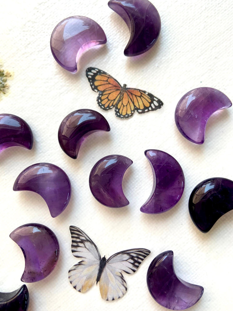 Mini Amethyst Moons bring peace, sparking spiritual growth + enhancing your intuitive gifts