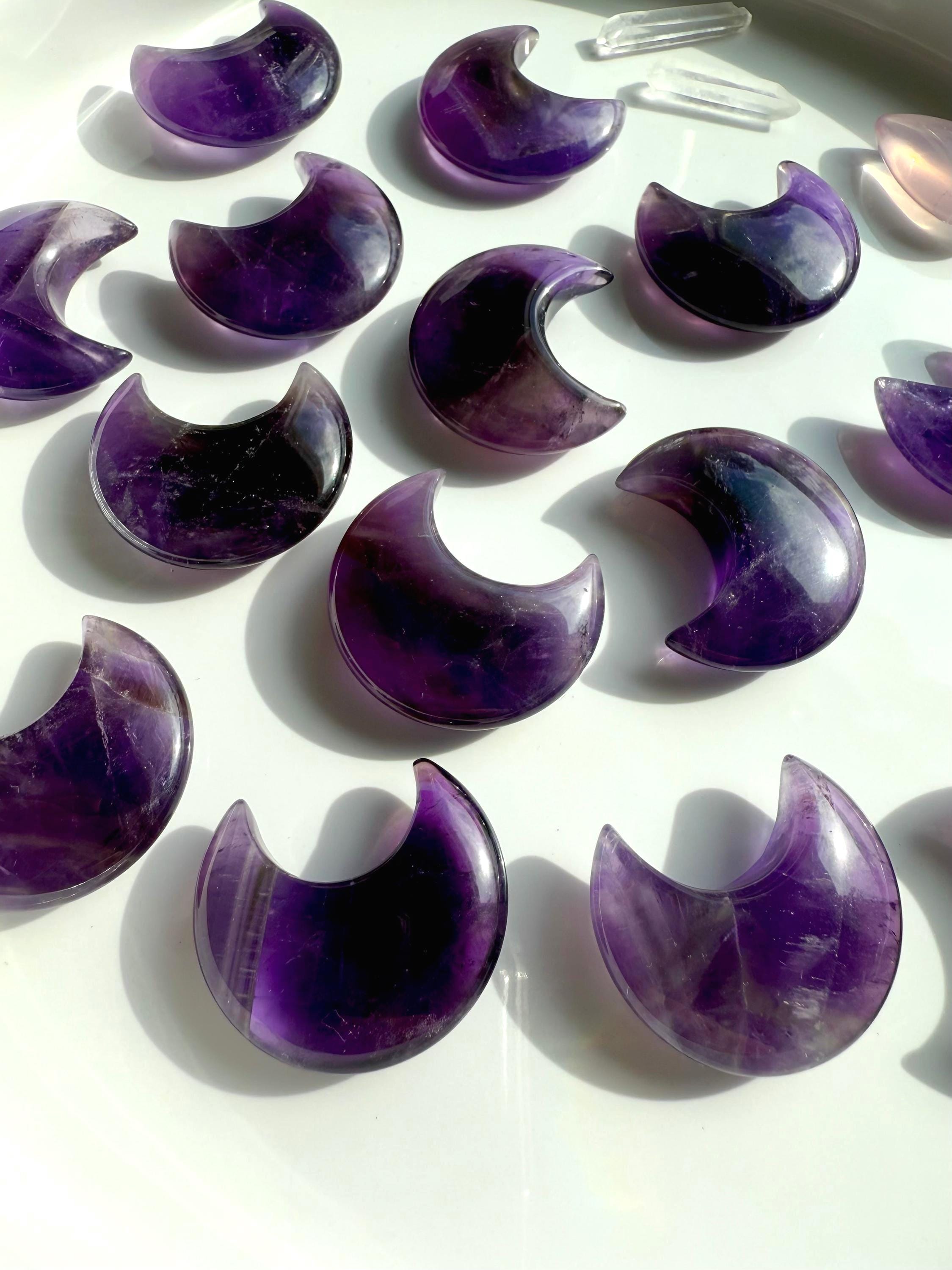 High quality deep purple Dream Amethyst Moons for enhanced intuition + peaceful vibes